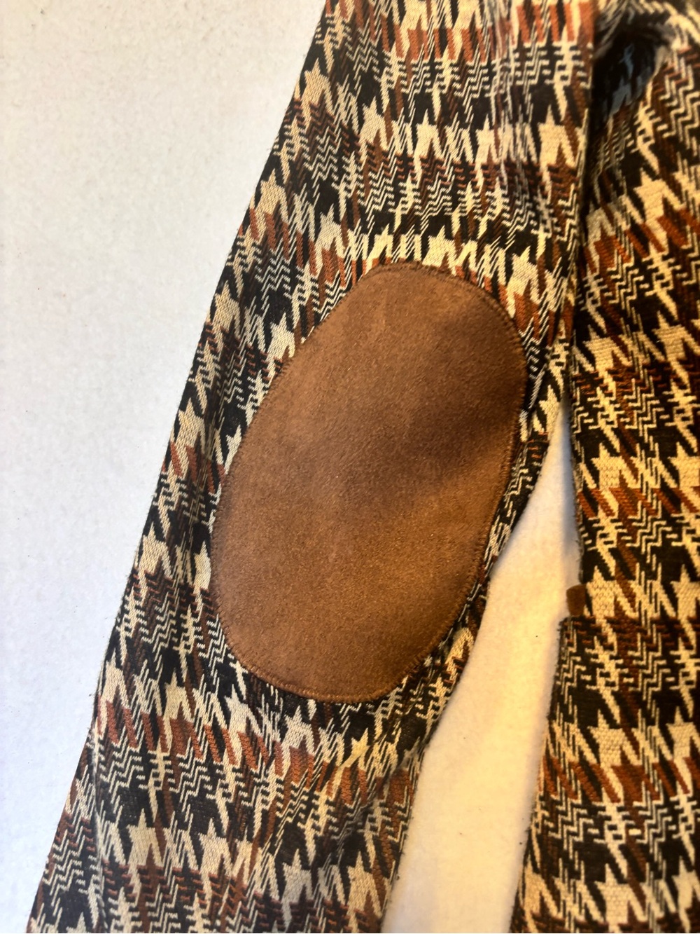 Tommy Hilfiger Houndstooth Plaid Blazer Jacket Elbow Patches Size 0 Equestrian - Picture 9 of 11